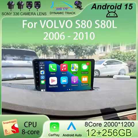 Android 15 Carplay Auto For VOLVO S80 S80L 2006 2007 2008 2009 2010 GPS Autoradio Multimedia Player 