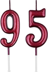 95th & 59th Birthday Candles, Red Number 95 59 Candle for Cake, Happy Birthday Cake Topper Decoratio