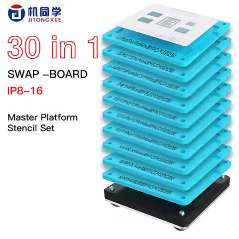 JTXTOOLS iP Swap Board Chips Reballing Platform SET (10 blue model+ 11 stencils + 1 base) High Tempe