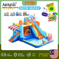 🔥Inflatable Castle Doctor Dolphin Water Park Pool Swimming Pool Outdoor Kids With Slide Playground
