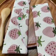 文青風環保純棉筷袋 草莓大福 原麻米 日本 潮物 收納 手作餐具袋
