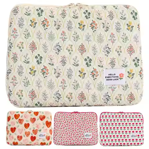 Computer Bag Cute Flower Laptop Sleeve Zipper Cover Portable Computer Cover Bag Laptop Sleeve Case C