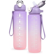 1pc 1000ml/33.82oz Gradient Water Bottle With A Graduated Reminder For Drinking, Convenient To Carry