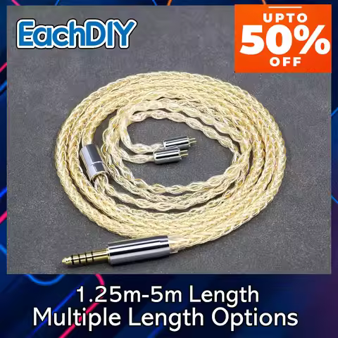 24k 8 Core Plated Gold 7n Pure 99% Silver Earphone Cable For 0.78mm Flat Step JH Audio JH16 Pro JH11