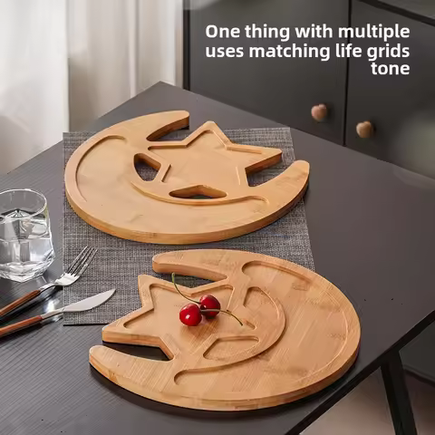 1/2pcs Multi-Grid Wooden Food Tray, Household Divided Plate for Dried Fruits Nuts Candy Snacks Stora