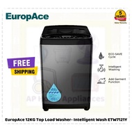 EuropAce 12KG (4 Ticks) Intelligent Wash Top Load Washer ETW7121Y | ETW 7121Y (5 Years Motor Warrant