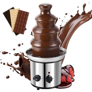 Mini)4 Tier Electric Chocolate Fondue Fountain Machine for Parties Stainless Steel Chocolate Melt Fondue for Melts Cheese Candy Liqueur BBQ Sauce Dip Strawberries / Apple Wedges /