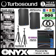Live Band Package Yamaha MG16XU Analog Mixer, Turbosound iX15 1000 watts Powered Speakers with XLR c