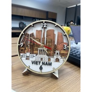 Desk clocks, wooden clocks, decor, Vietnamese symbol clocks, gifts