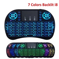 7 Colors Backlit i8 keyboard Backlit English Russian Air Mouse 2.4GHz Wireless Keyboard Touchpad Handheld for TV Box H96 Max PC