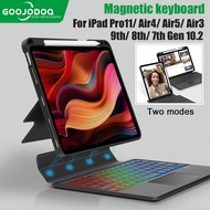 Goojodoq for ipad Magnetic Removable Kickstand Case with Bluetooth Backlit Trackpad Keyboard Compati