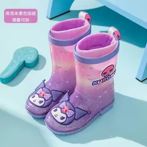 Original Sanrio New cartoon girls Kuromi Hello Kitty Rain Boots Student Children's Fashion Boots Non
