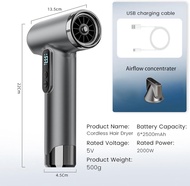 200W 真正每分鐘120000轉手提150000mAh USB充電無線吹風機冷暖風護髮風筒 rttckp 2486 200W Real 120000 rpm Portable 150000mAh U