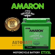 【COD】 Amaron Pro Rider ETX5L (12N5 YB5L) Maintenance-Free Motorcycle Battery