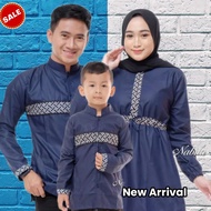 Baju Couple Keluarga Muslim Baju Ayah Baju Bunda Baju Anak warna biru