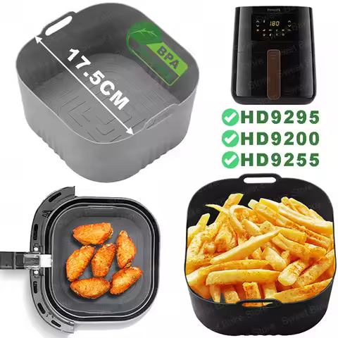 17.5cm/6.89inch Air Fryer Silicone Tray for Philips HD9252 HD9200 HD9255 Reusable Baking Basket for 