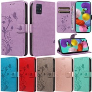 For Samsung Galaxy A21 A31 A41 A51 A71 A02S A03S A51 5G A71 5G Flower Pattern Design Wallet Soft PU Leather Flip Skin Luxury Casing Stand Cover Case