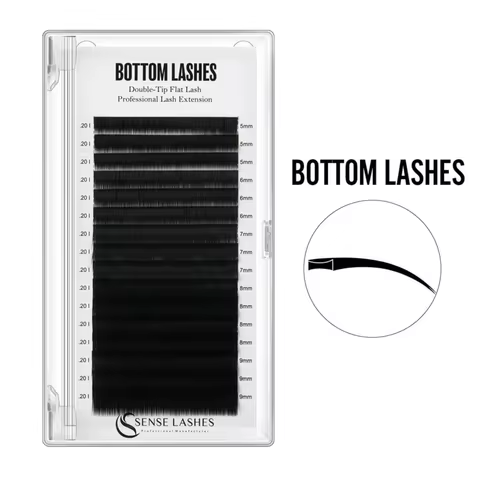 SENSE LASHES Bottom Lashes Double-Tip Flat Lower Lashes I Curl 5-9 Mix Faux Mink Under Eyelashes Ind