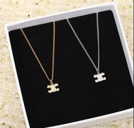 💜Purple Diamond Certified💜Brand New 🏆 Celine Triomphe Rhinestone Classic Logo Necklace