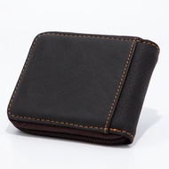 POLO HILL Mens Genuine Leather Short Ziparound Bi-Fold Wallet M-PHW-8048