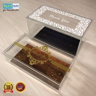 TRANSPARENT ACRYLIC STORAGE GIFT BOX | THANK YOU TEXT WHITE & GOLD COLOUR | SELLER FROM MALAYSIA | G