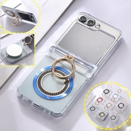 Magnetic Bracket Transparent Case Casing Samsung Galaxy Z Flip 6 Z Flip 5 Ring Holder Cover Hinge Pr