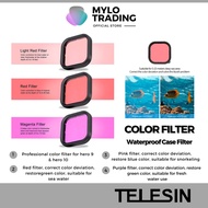 TELESIN 3 in 1 (Red + Light Red + Purple) Underwater Filter Set for GoPro HERO9 / HERO 9 Black / HERO 10 Black
