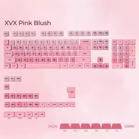XVX Pink Keycap Clear 132 Keys Dye Sublimation Pbt+Pc HOA Profile Foundation Key Cap for Mechanical 
