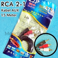 2-1 Audio Cable 2 to 1 RCA Cable 3.5mm to 2 RCA Male 1.5m AUX Cable Gold Plated