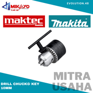 MAKITA MAKTEC - KEPALA BOR 10mm 13mm DRILL CHUCK 3/8"x10mm 1/2"x13mm SPAREPART MESIN BOR 10 13 mm UN