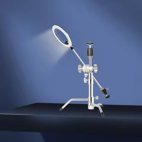 Mini C-Stand 20.8in Desk Tripod Phone Tripod Stand Aluminum Alloy 10kg/22lbs Load Capacity 2 Section