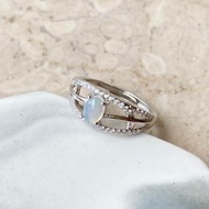 天然歐泊石925純銀戒指裸石寶石輕珠寶半寶石