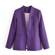 UNGU Women's Collarless Blazer - Casual Women's Blazer - Women's Suit - Purple Women's Blazer