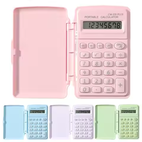Mini Calculator Calculation Tool with Lid Basic Calculator Small Portable Calculator Cute Candy-colo