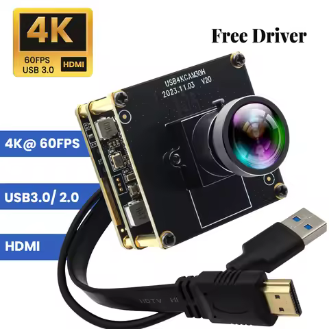 ELP 4K HDMI 60FPS USB Camera H.264 USB3.0 Lightburn USB Webcam Wide Angle No Distortion Lens for Ind