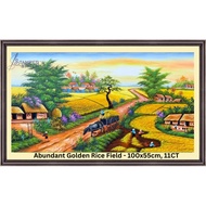 Stamped to Stitch E269 Abundant in Golden Rice Fields 100x55cm 11CT Aida Cloth 3 Strands CompleteSet