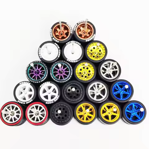 10 Sets 11.2mm 1/64 Alloy Car Wheels Removable Flat Rubber Tires ADVAN CE28 1:64 Wheel Rim SSS Serie