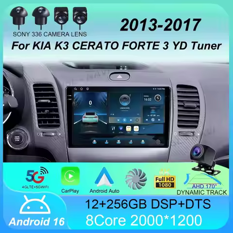 Android16 Carplay Auto For KIA K3 CERATO FORTE 3 YD Tuner 2013 2014 2015 2016 2017 Multimedia Player