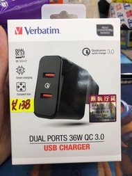 Verbatim 36W 極.速雙QC3.0 USB 充電器