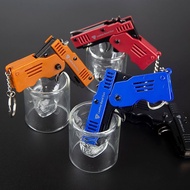 Foldable Rubber Band Gun Upgraded Version Can Burst Pistol Stainless Steel Keychain Children's Toy B