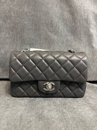 *全新有單* Chanel Mini Flap Bag, 20cm, Classic Flap, dark grey, silver hardward, 有單, 灰色, 銀扣