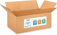 DL Packaging Medium Corrugated Moving Boxes 20"L x 12"W x 8"H (Pack of 5) - Excellent Choice of Stur