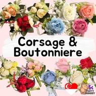 Corsage and Boutonniere Bridesmaid Flower Wrist Bridal Car Handle Flowers Groom Floral Wedding Decor