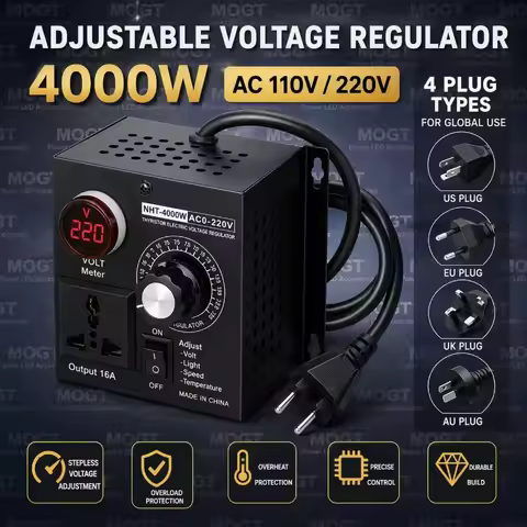 AC 220V 110V 4000W Voltage Regulator Speed Temperature Light Voltage 4000W Adjuatable Dimmer Compact