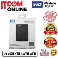 WD ELEMENTS 750GB 1TB 1.5TB 2TB 2.5" USB3.0 EXT HDD (WDBUZG7500ABK WDBUZG0010BBK WDBU6Y0015BBK WDBU6