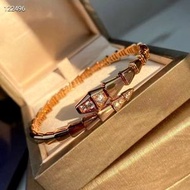 厚金高版本彈簧滿鑽蛇形手鐲 18玫瑰金開口蛇骨手環（平行進口）（快遞送貨上門）