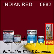 INDIAN RED 0882  / 1 SET EA4 ( 1L HEAVY DUTY WP TILES COTE PRIMER / 1L NIPPON EA4 EPOXY FINISH COLOU