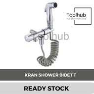 T BIDET SHOWER Faucet | Toilet BIDET Head/WC | Flexible Hose T Shape Faucet | T CHROM/SILVER BIDET Faucet | Bidet And SHOWER Connector Faucet | Jet SHOWER BIDET TOILET