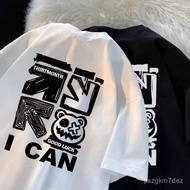 Four Seasons Fesyen Uniseks Baharu Kemeja-T Lengan Pendek Kasual Longgar Atasan Hip-hop Semua Padana