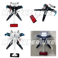 UNIVERSAL PLATE HOLDER TAIL TIDY WITH LED & SIGNAL LIGHT MOTOR MOTORCYCLE MOTO NUMBER NOMBOR FLAT LA